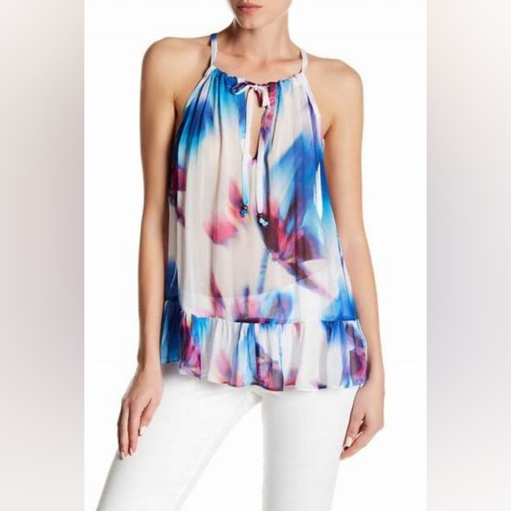 NWT, Nicole Miller Artelier Floral Sheer Top